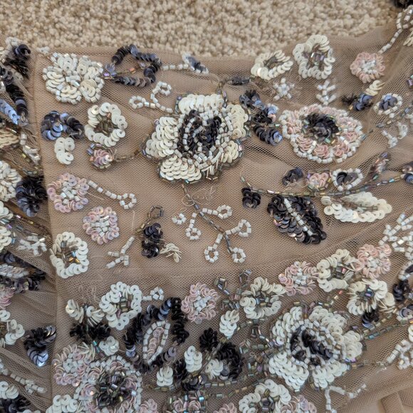 NEEDLE & THREAD Embellished Tulle Midi Dress Blush/Champagne US 4 UK 8 - Picture 7 of 10